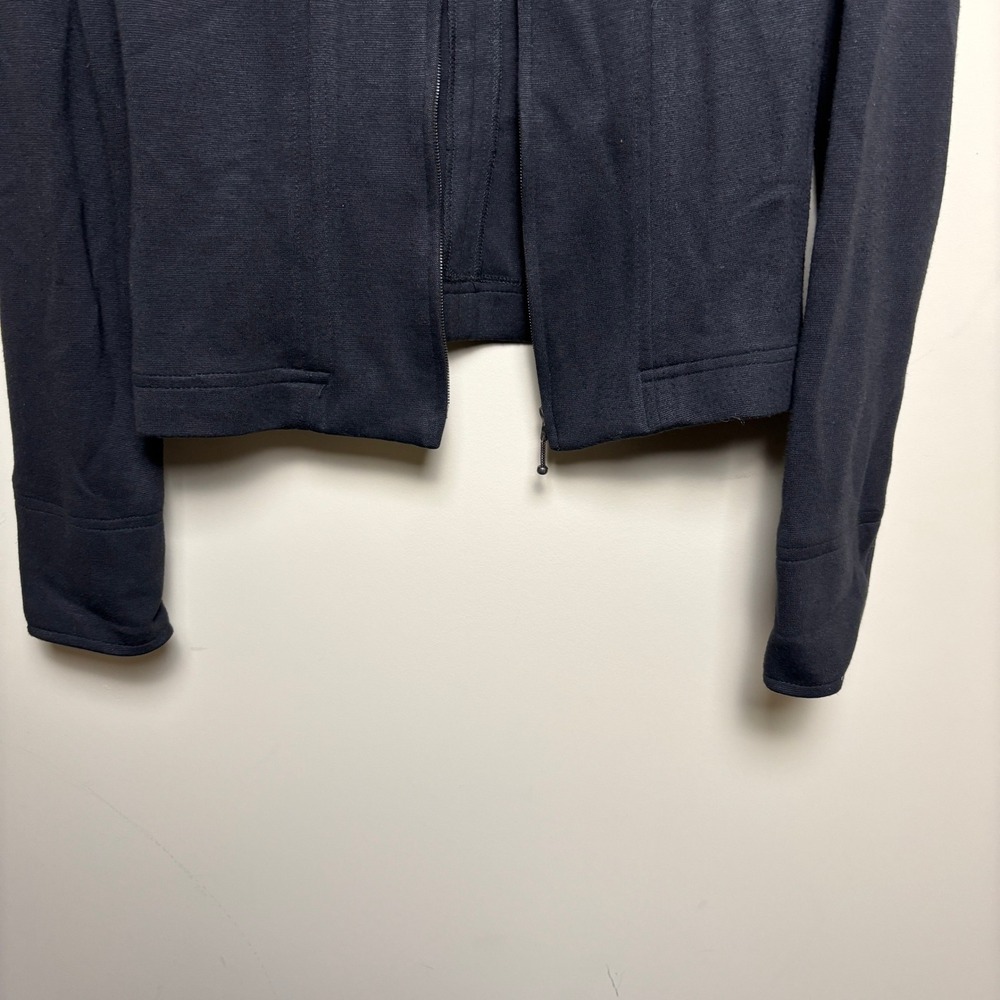 Renfrew Collection Navy Gray Horizontal Pinstripe Zip Pockets Jacket Womens 0 - Picture 3 of 8